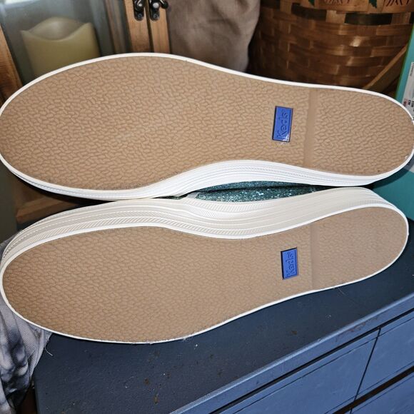 Keds x Kate Spade Sz 11 Light Blue Green Glitter Triple Decker Slip On Shoes NEW - Picture 5 of 7